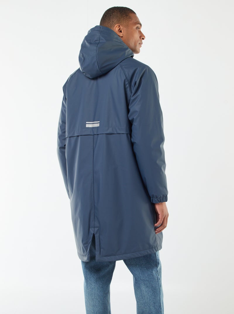 Lange, waterafstotende parka met capuchon en warme voering - Blauw