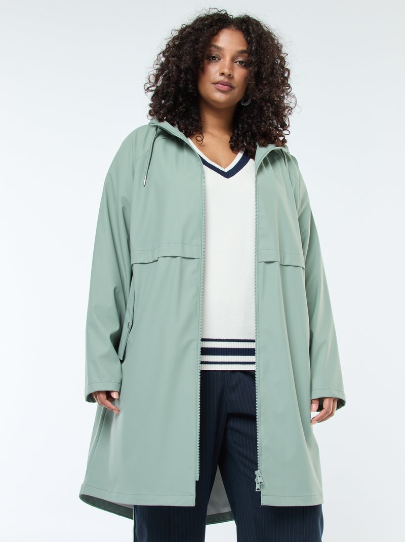 Lange, waterafstotende parka met reflecterende details Groen - Kiabi