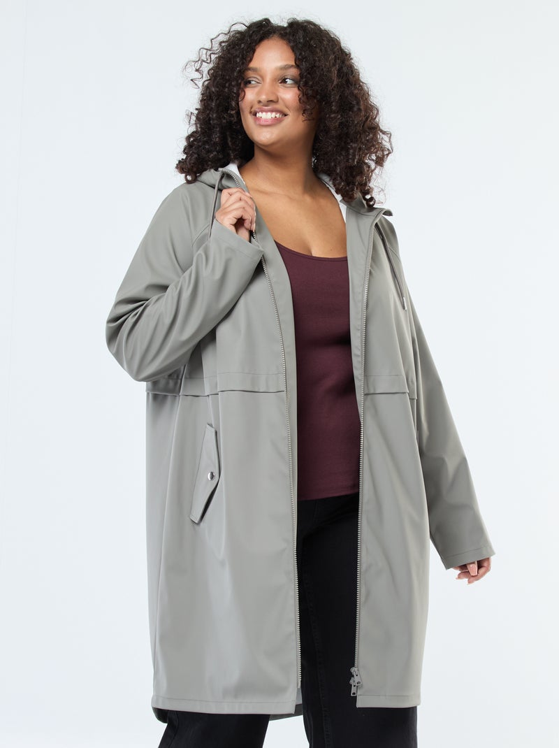Lange, waterafstotende parka met reflecterende details Kaki - Kiabi
