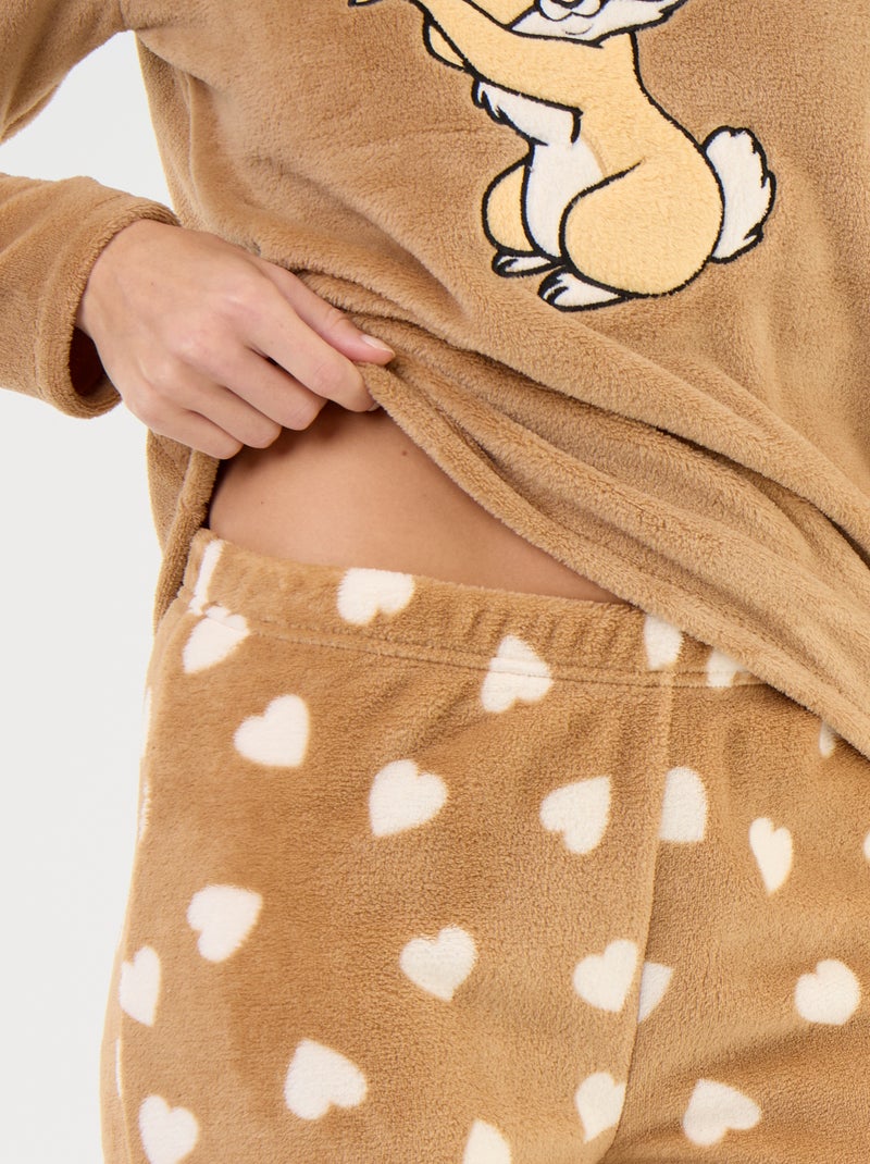 Lange 'Winnie' pyjama van Disney van fleece - 2-delig Biege - Kiabi