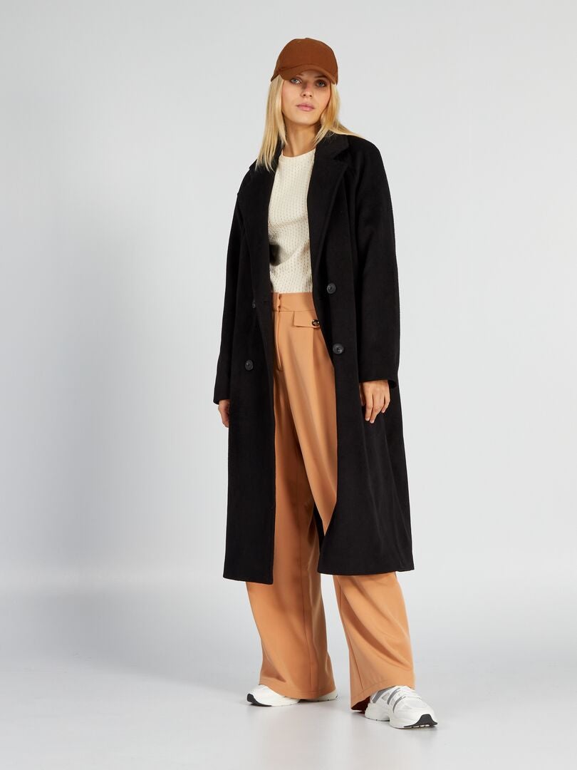 Dames rode lange wollen trenchcoat mode herfst winter WOL