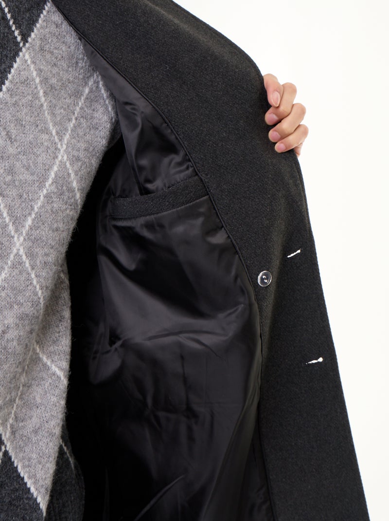 Lange wollook jas Grijs - Kiabi