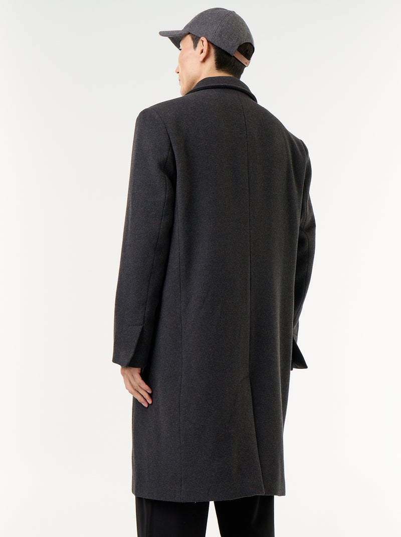 Lange wollookjas Grijs - Kiabi