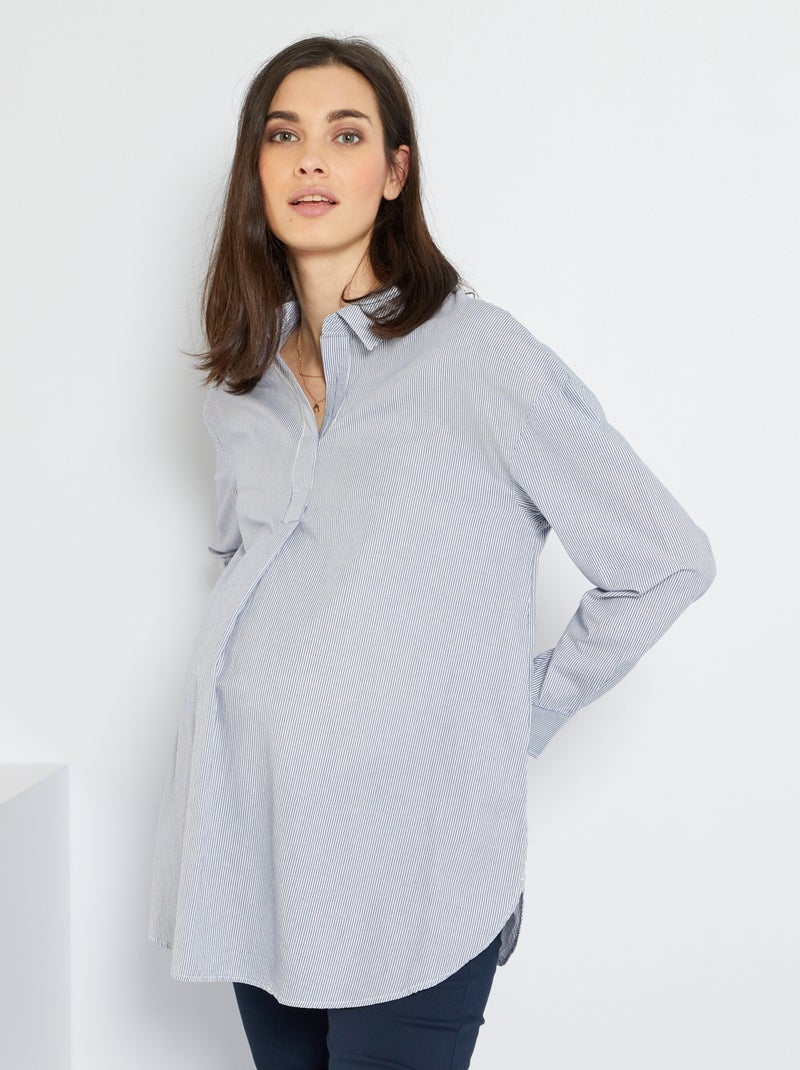 Lange zwangerschapsblouse BLAUW - Kiabi