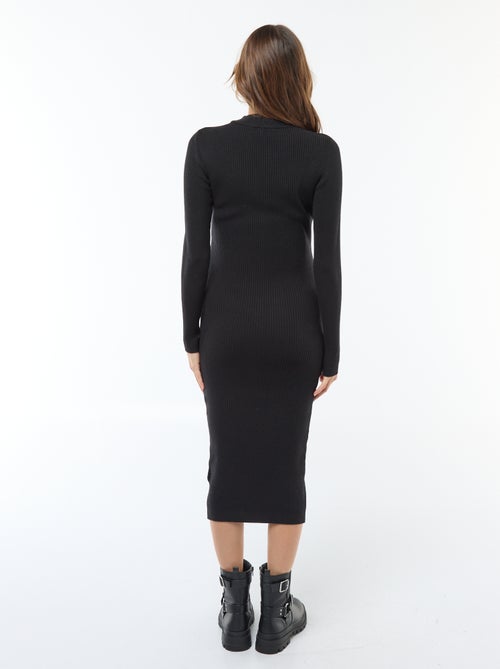 Lange zwangerschapsjurk met ribbeltextuur - Kiabi