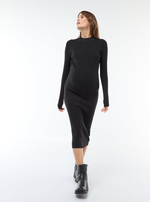 Lange zwangerschapsjurk met ribbeltextuur - Kiabi