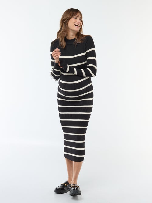 Lange zwangerschapsjurk met ribbeltextuur - Kiabi