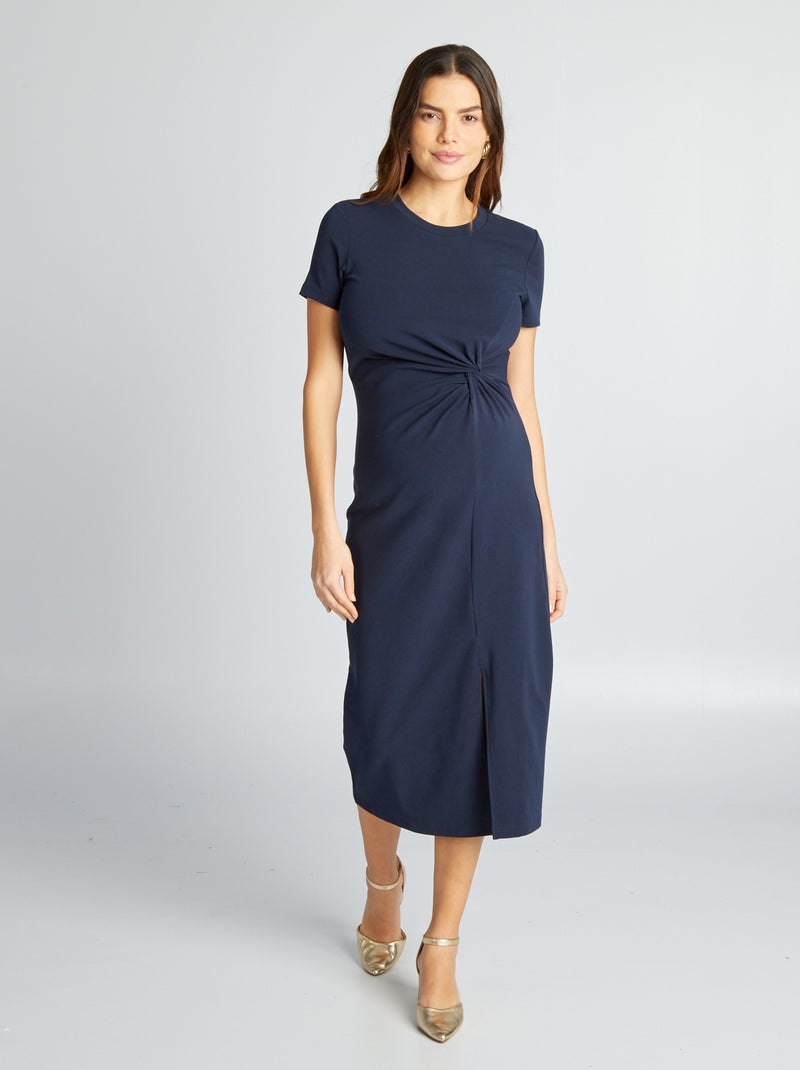 Lange zwangerschapsjurk met stretch BLAUW - Kiabi