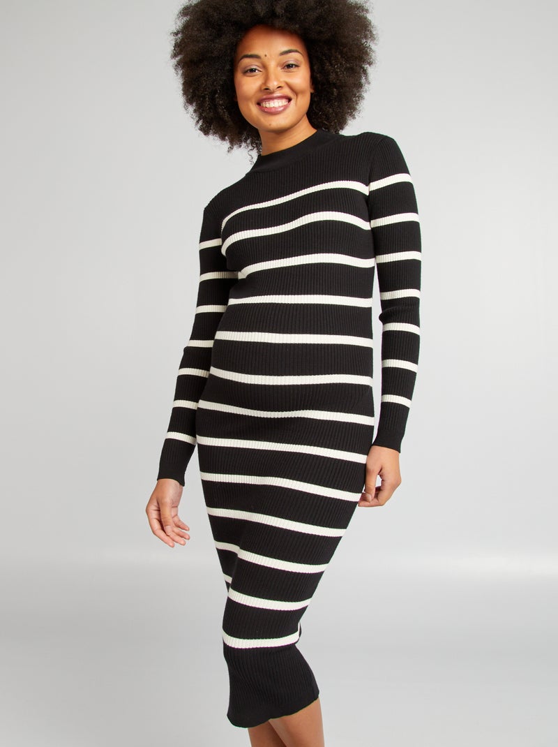 Lange zwangerschapsjurk ZWART - Kiabi