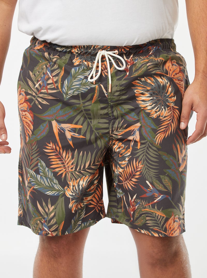 Lange zwemshort met tropische print GRIJS - Kiabi