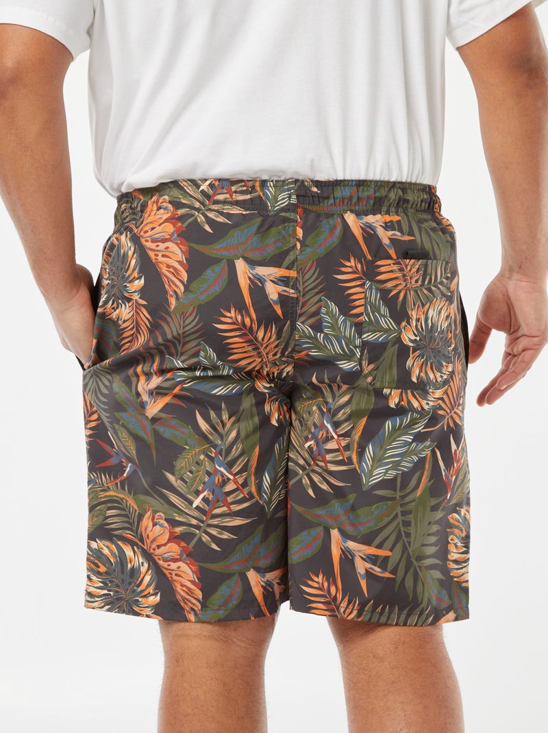 Lange zwemshort met tropische print GRIJS - Kiabi
