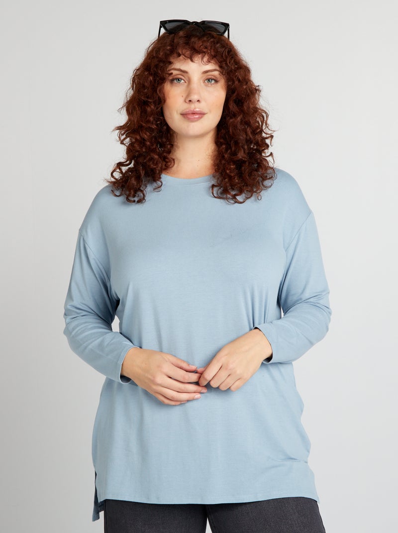 Langer T-shirt met lange mouwen BLAUW - Kiabi