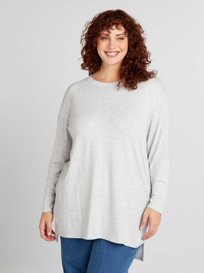 Langer T-shirt met lange mouwen GRIJS - Kiabi