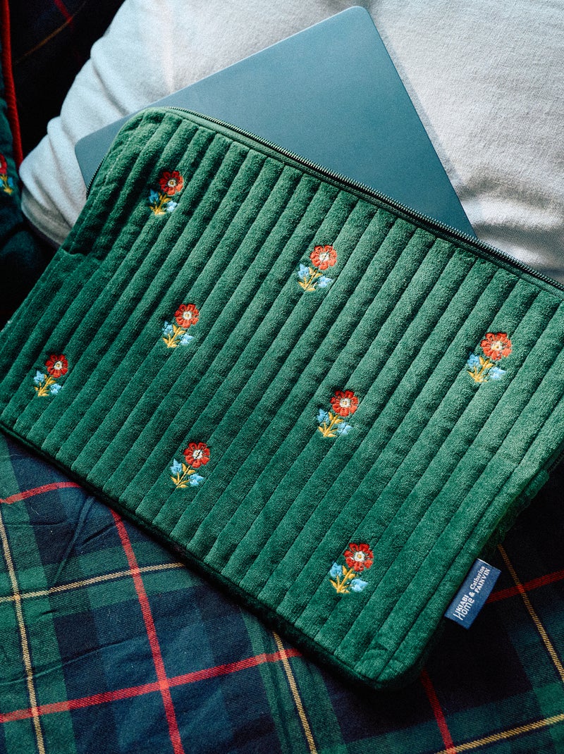 Laptophoes van katoenvelours | Kiabi & Catherine Painvin Blauw - Kiabi