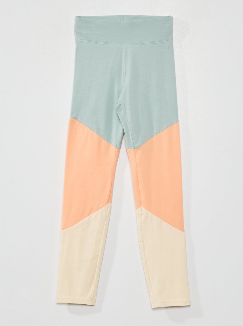 Legging met kleurblokken BLAUW - Kiabi
