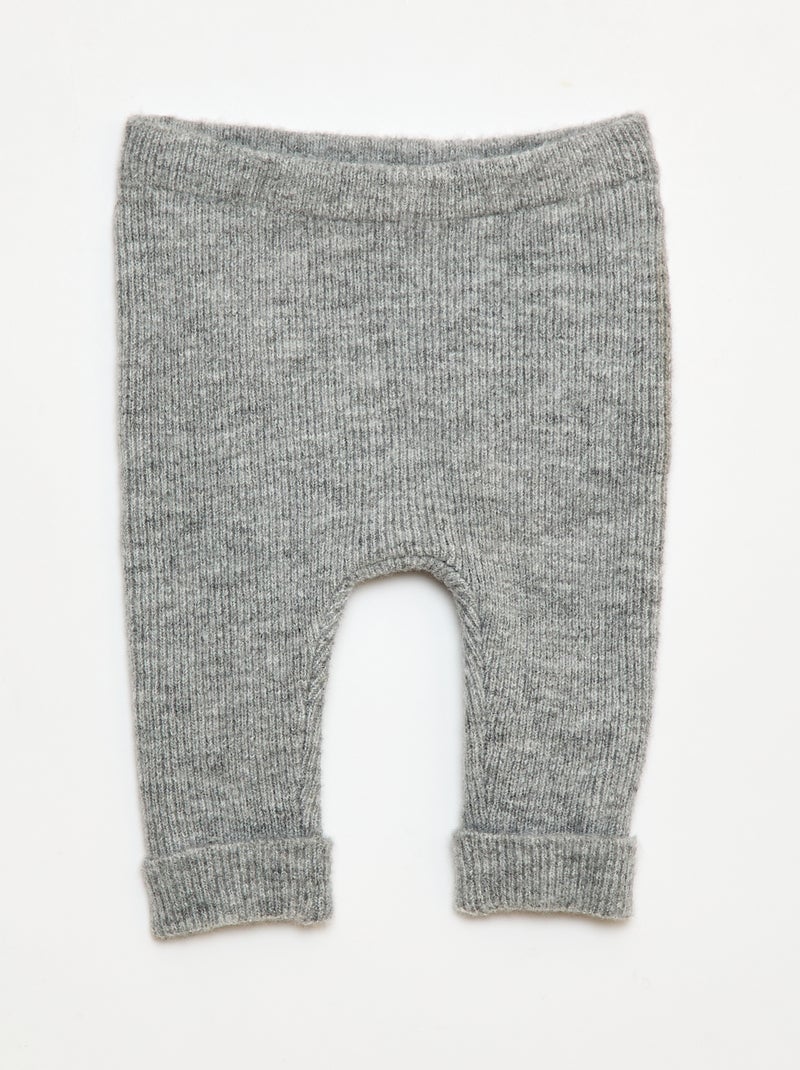 Legging met knoopjes en ribbeltextuur Grijs - Kiabi