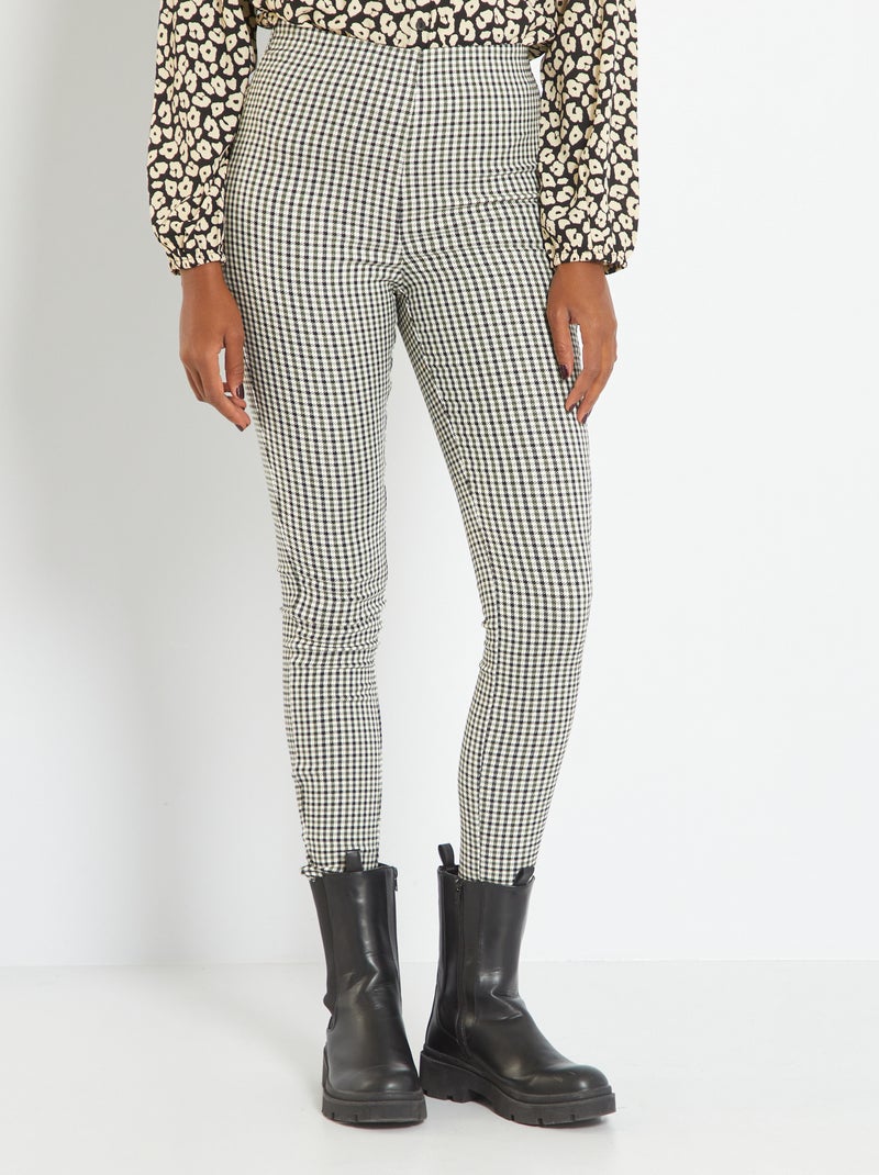 Legging met pied-de-poulemotief ZWART - Kiabi