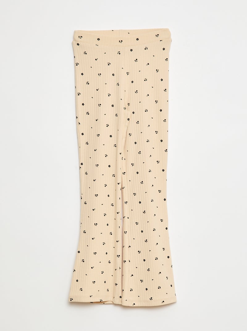 Legging met print van ribstof Biege - Kiabi