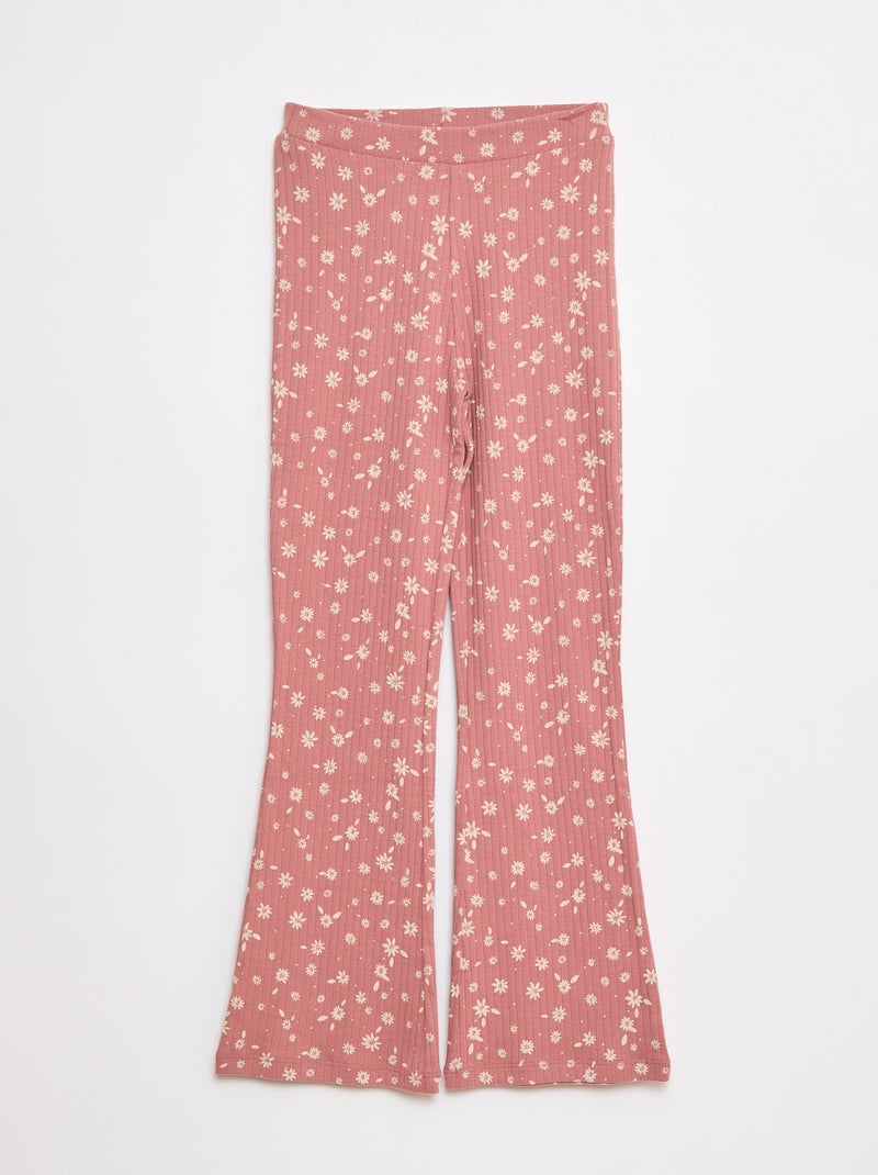 Legging met print van ribstof Rose - Kiabi