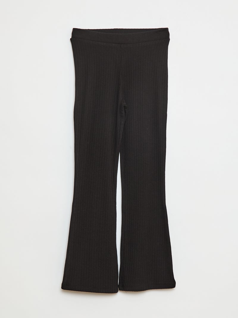 Legging met print van ribstof zwart - Kiabi