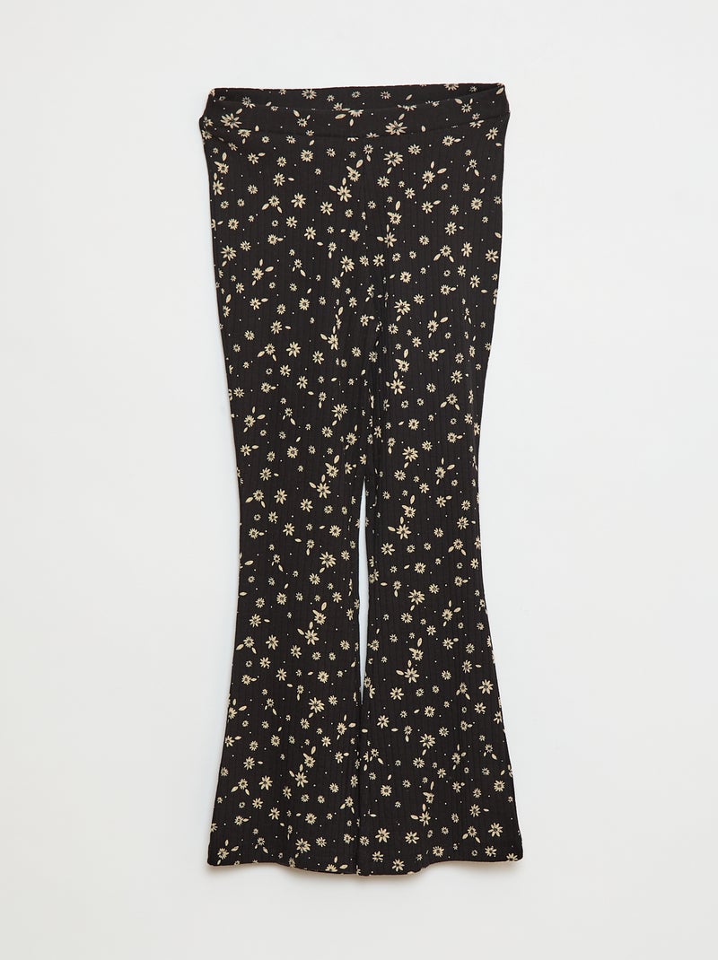 Legging met print van ribstof Zwart - Kiabi