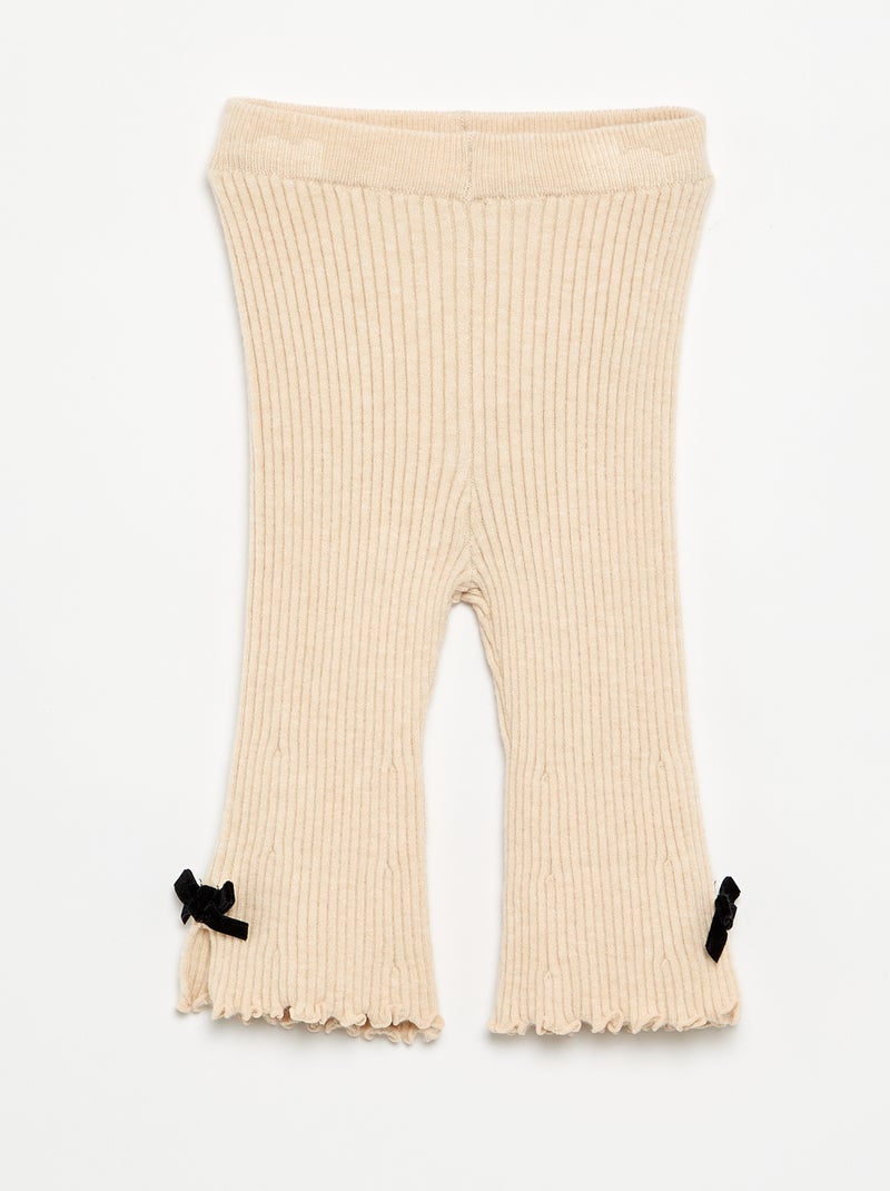 Legging van compact geribd breisel Biege - Kiabi