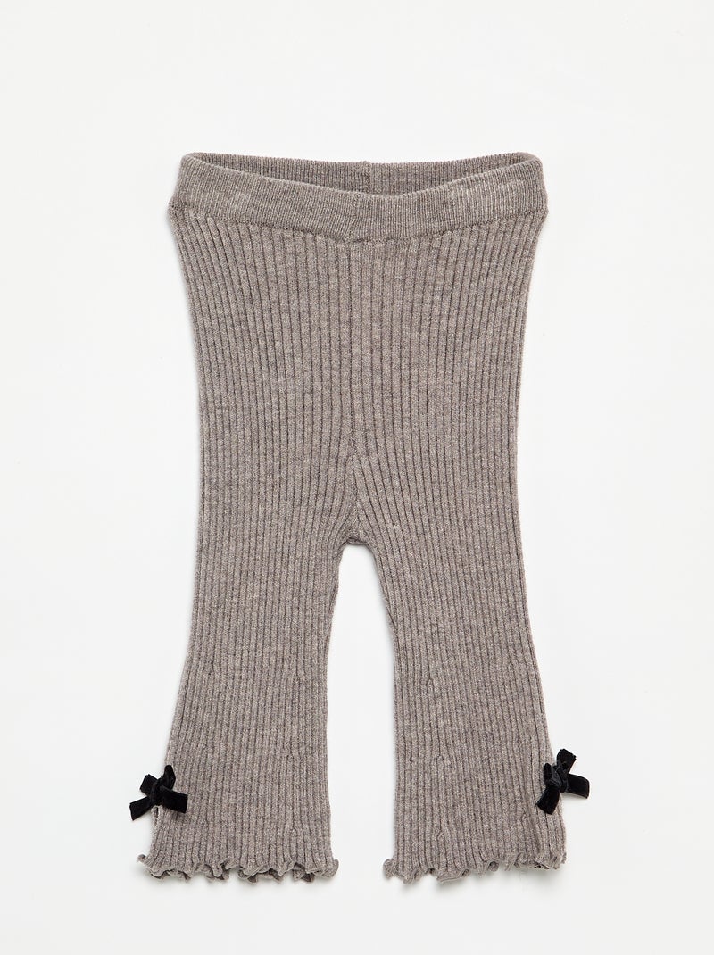 Legging van compact geribd breisel Bruin - Kiabi