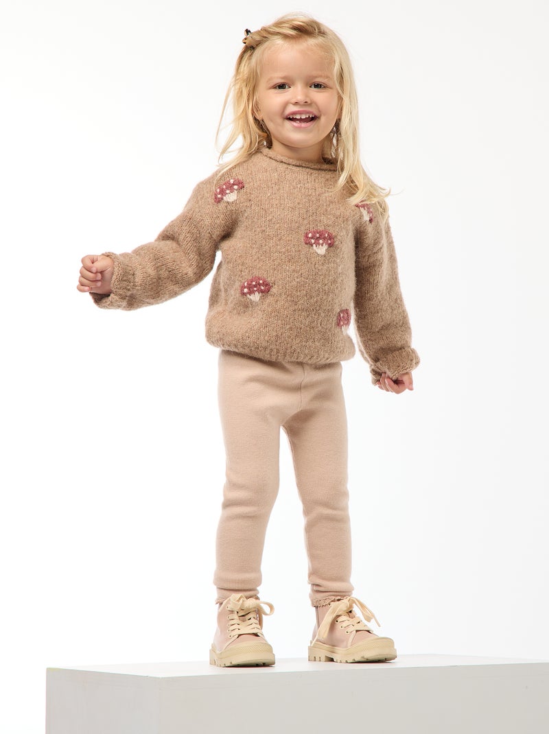Legging van dicht tricot Biege - Kiabi
