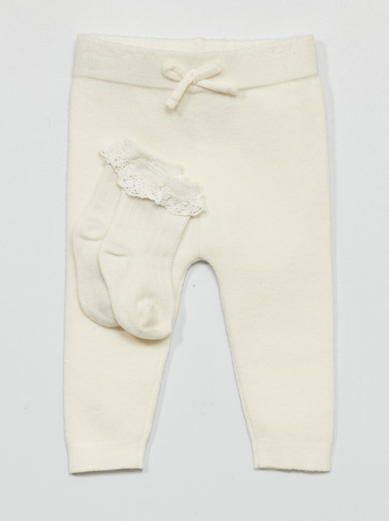 Legging van dicht tricot sneeuw wit - Kiabi