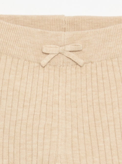 Legging van effen tricot met strik in de taille - Kiabi