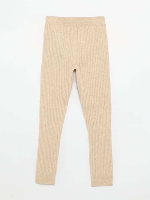 Legging van effen tricot met strik in de taille - Kiabi