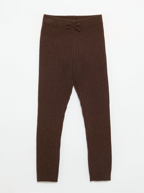 Legging van effen tricot met strik in de taille - Kiabi