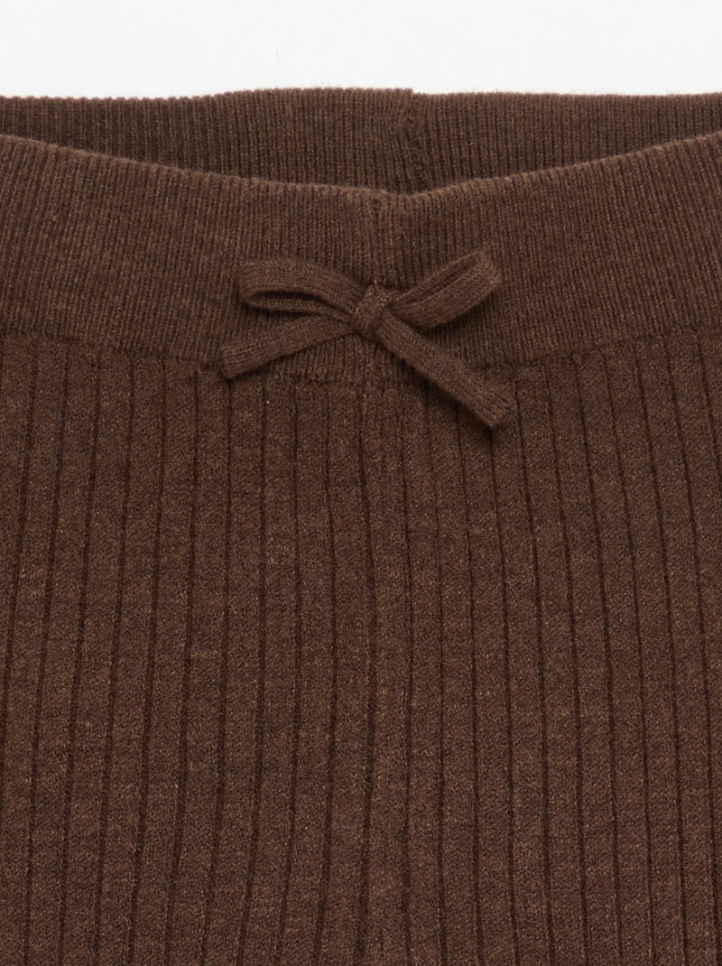 Legging van effen tricot met strik in de taille Bruin - Kiabi