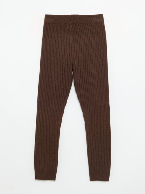 Legging van effen tricot met strik in de taille - Kiabi