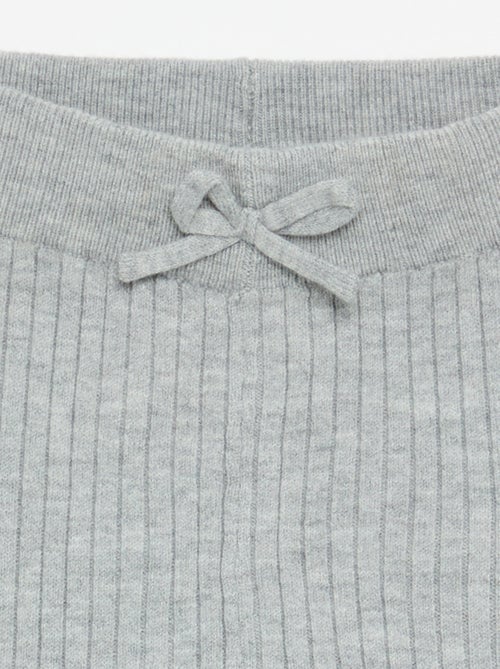 Legging van effen tricot met strik in de taille - Kiabi