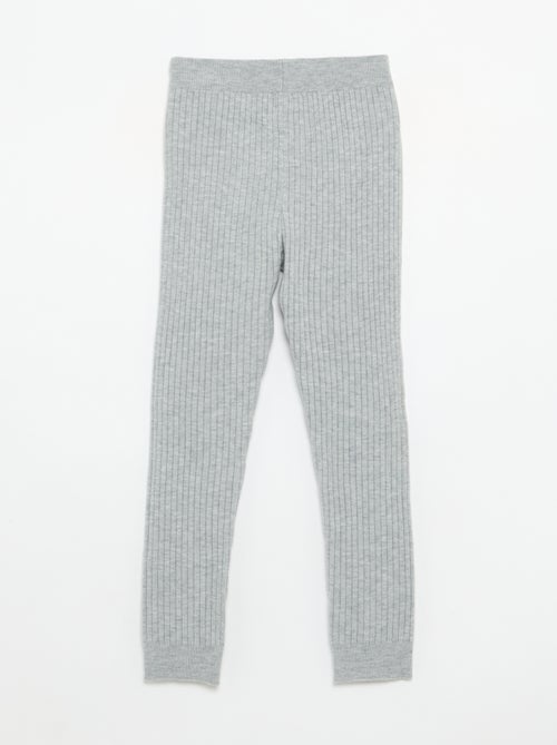Legging van effen tricot met strik in de taille - Kiabi