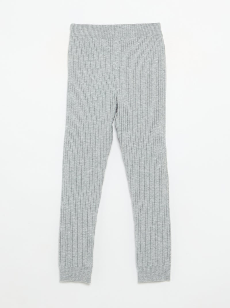 Legging van effen tricot met strik in de taille Grijs - Kiabi