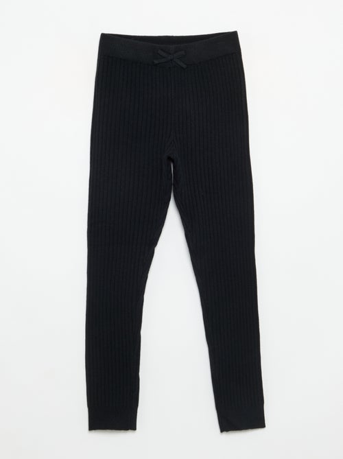 Legging van effen tricot met strik in de taille - Kiabi