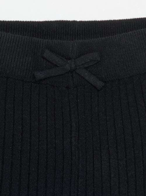 Legging van effen tricot met strik in de taille - Kiabi