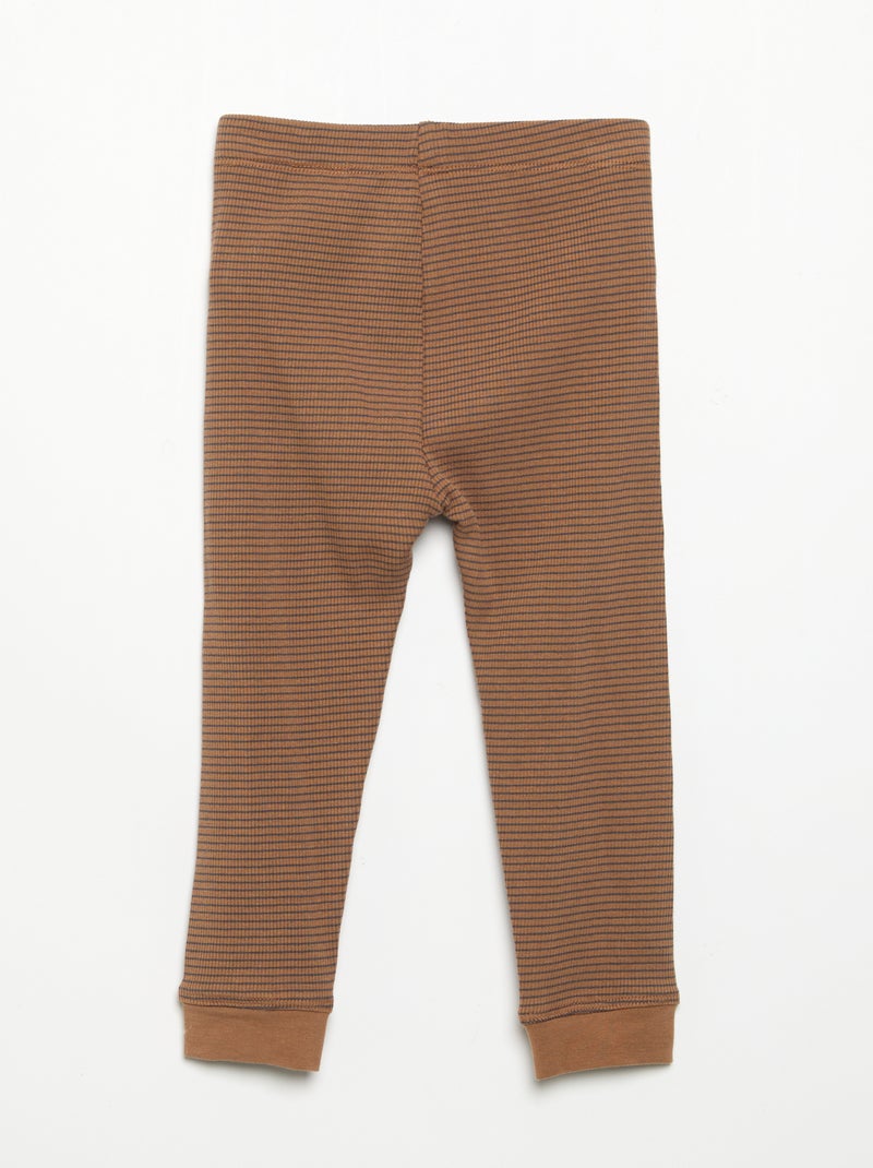 Legging van geribde jerseytricot Bruin - Kiabi
