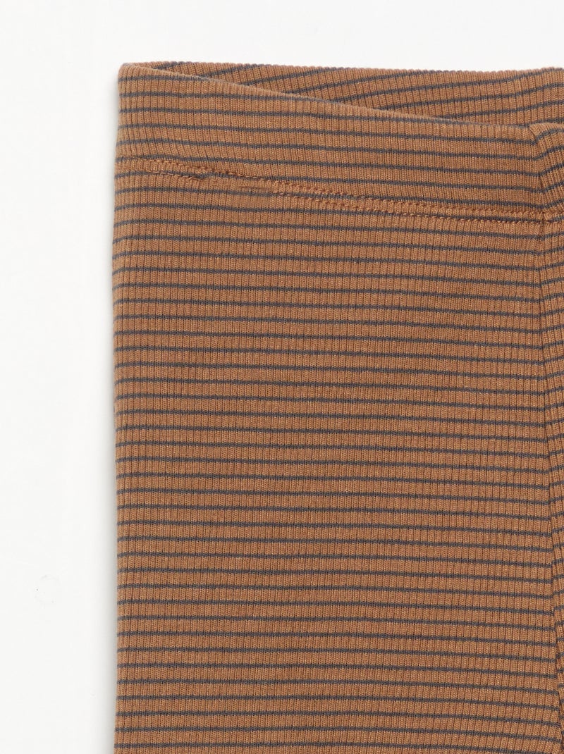 Legging van geribde jerseytricot Bruin - Kiabi