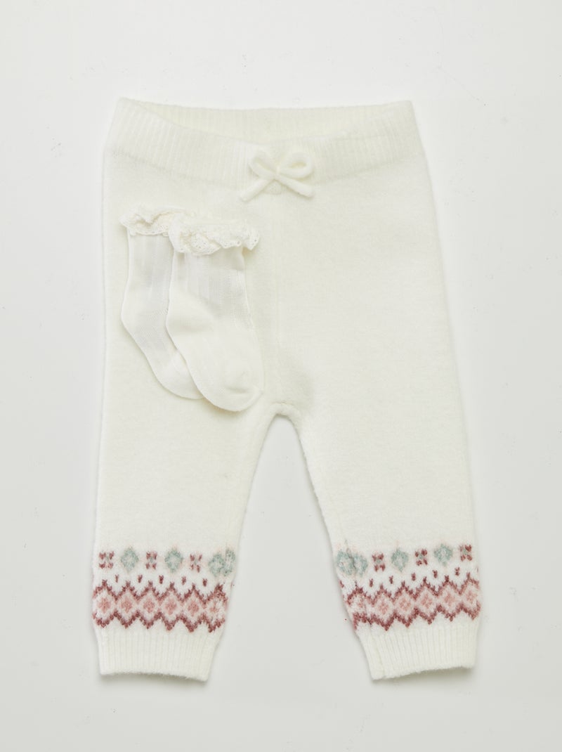 Legging van jacquard + sokjes WIT - Kiabi