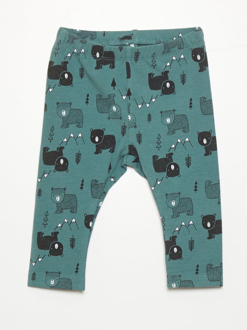 Legging van jersey met print GROEN - Kiabi