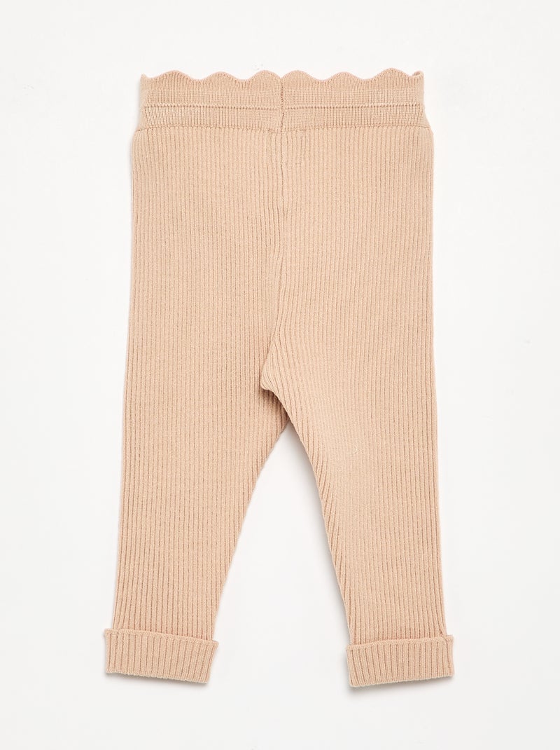 Legging van jerseytricot met strik in de taille Biege - Kiabi