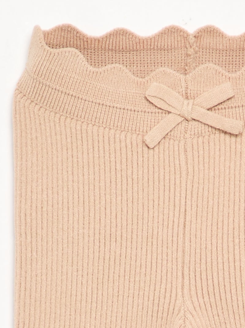 Legging van jerseytricot met strik in de taille Biege - Kiabi