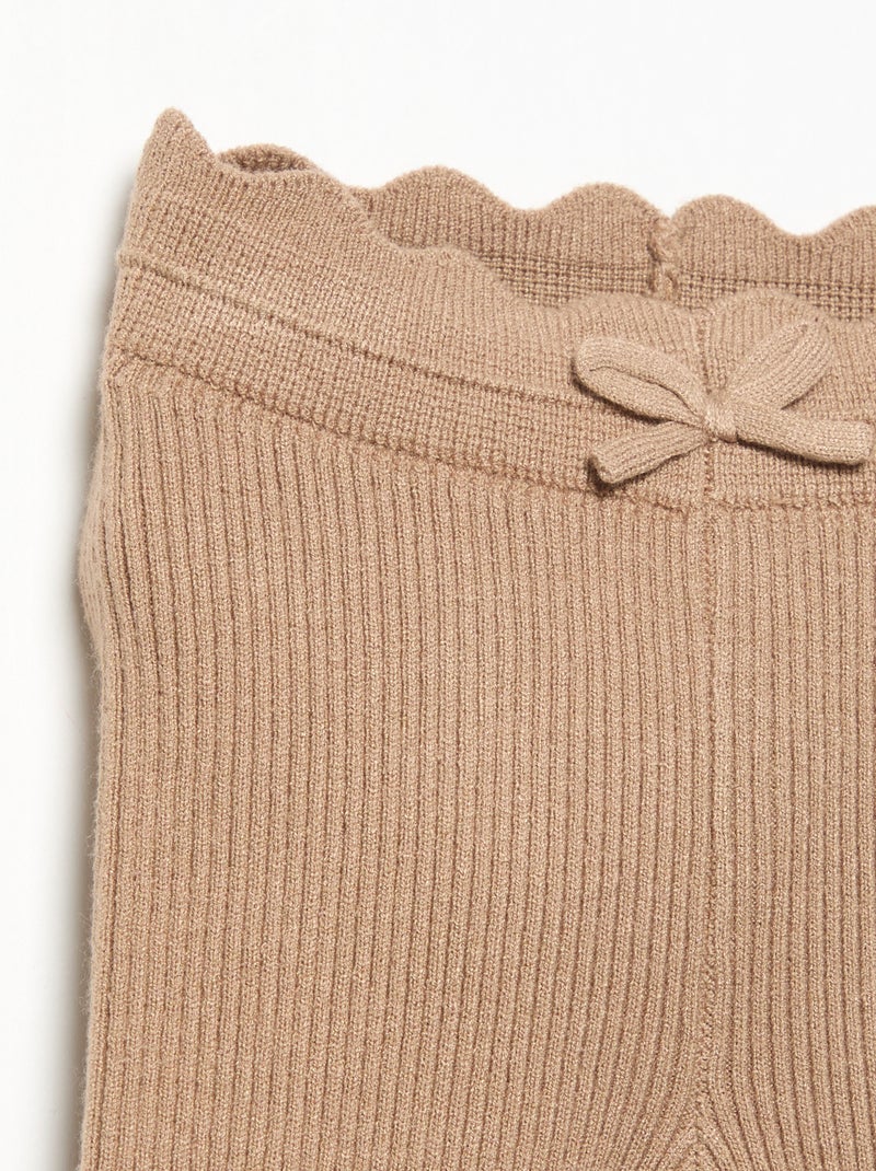 Legging van jerseytricot met strik in de taille Bruin - Kiabi