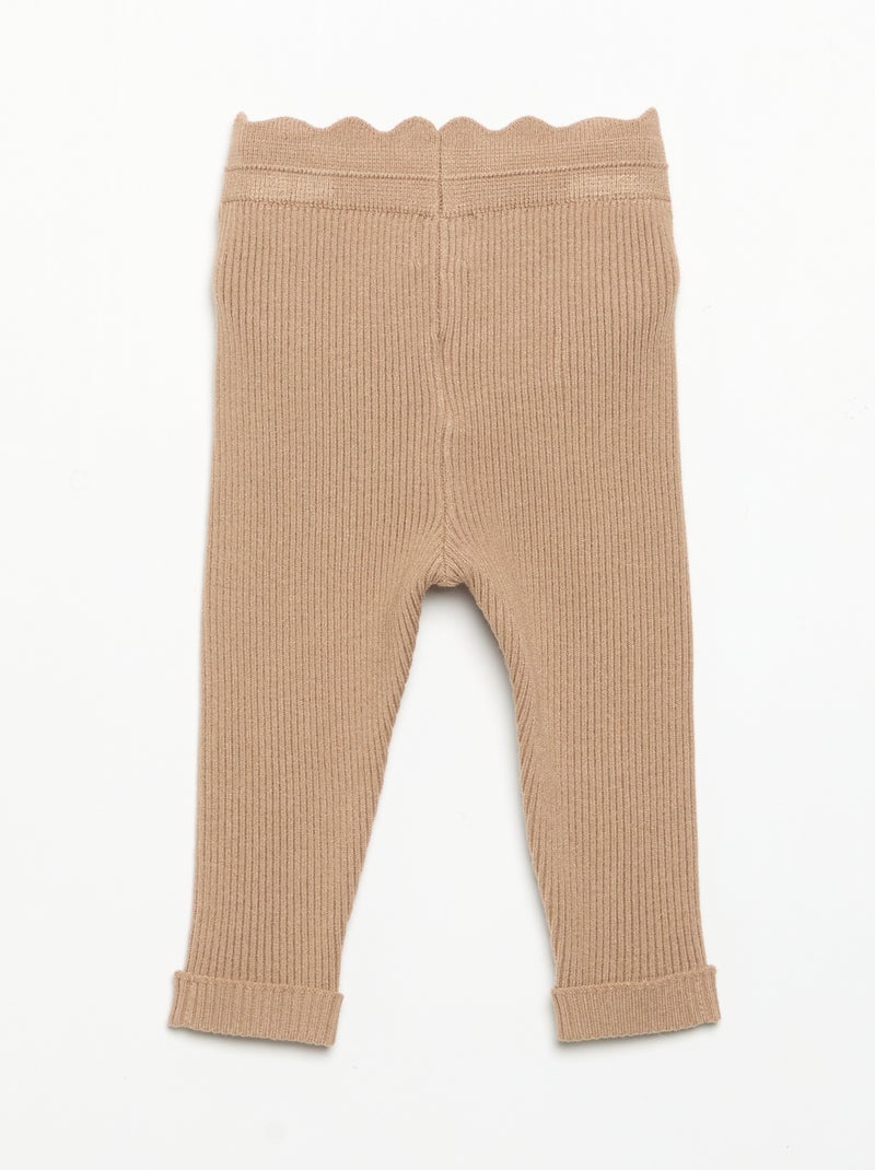 Legging van jerseytricot met strik in de taille Bruin - Kiabi