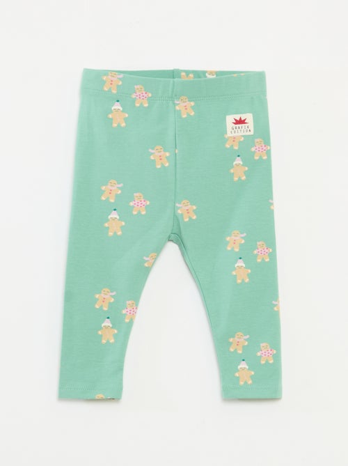 Legging van katoenjersey met all-over kerstprint - Kiabi
