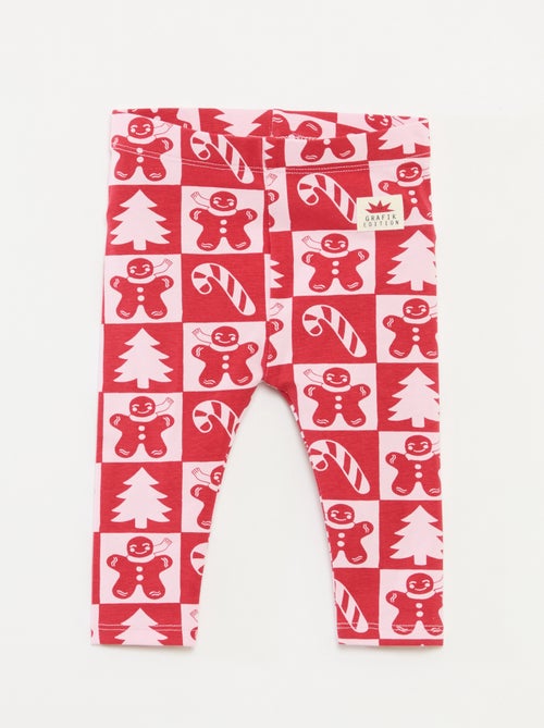 Legging van katoenjersey met all-over kerstprint - Kiabi
