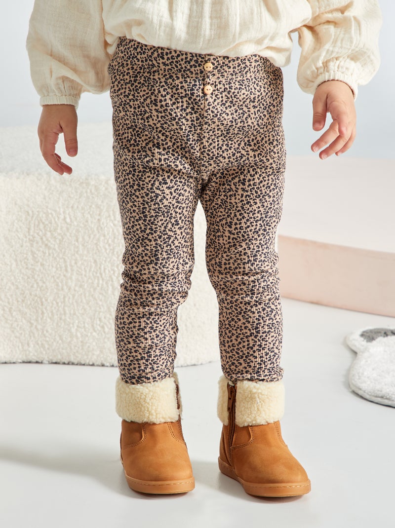 Legging van ribstof BIEGE - Kiabi